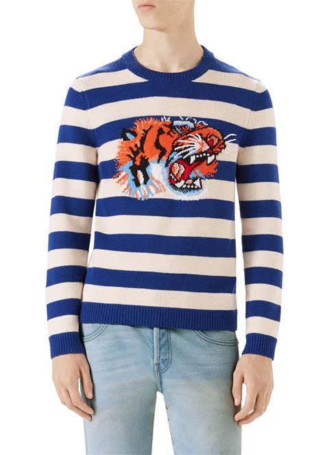 gucci tiger sweater striped|gucci sweater.